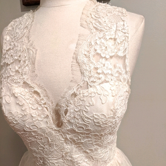 JIM HJELM Wedding Dress Tea Length Designer Retro - Picture 7 of 16
